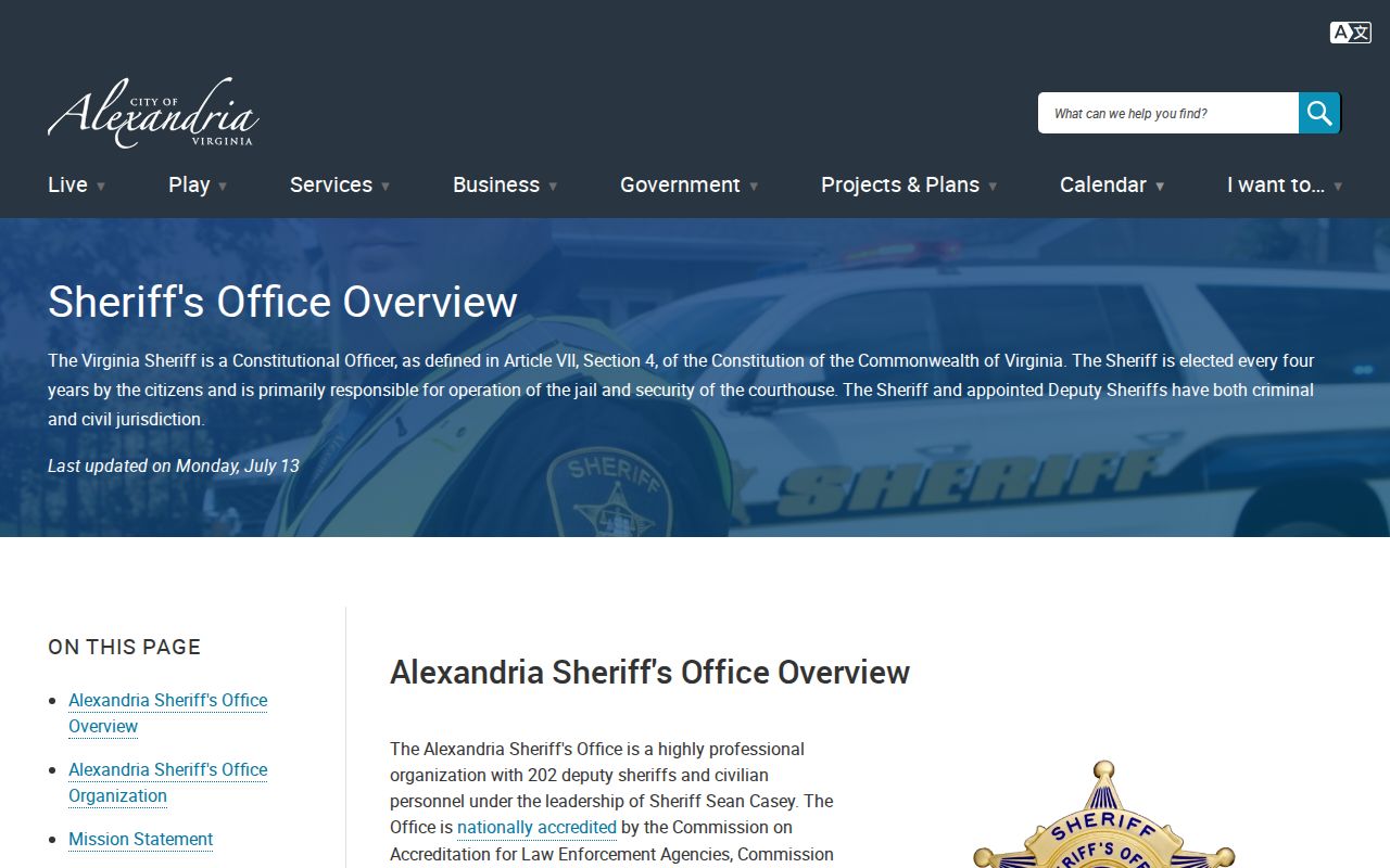 Alexandria City courthouse and Sheriff's Judicial Services location for arrest warrant process