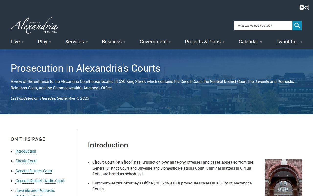 Alexandria City local court roles for city warrant and case records